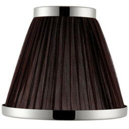 "6"" Luxury Round Tapered Lamp Shade Brown Pleated Organza Fabric & Bright Nickel"