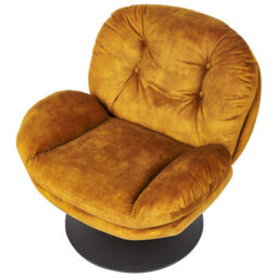 Beliani Swivel Armchair Nolvik Velvet Mustard - thumbnail 6