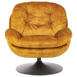 Beliani Swivel Armchair Nolvik Velvet Mustard - thumbnail 4