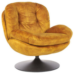 Beliani Swivel Armchair Nolvik Velvet Mustard
