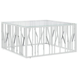 Berkfield Coffee Table 100X100X50 Cm Stainless Steel And Glass - thumbnail 2