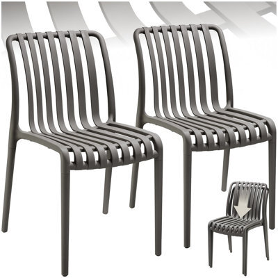 Tectake Garden Chairs Alcudia - Durable, Stackable And Weather-Resistant - Anthracite - Set Of 2 - image 1