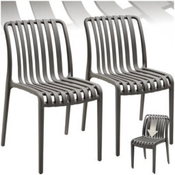 Tectake Garden Chairs Alcudia - Durable, Stackable And Weather-Resistant - Anthracite - Set Of 2 - thumbnail 1