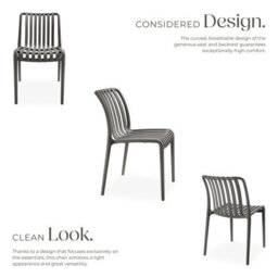 Tectake Garden Chairs Alcudia - Durable, Stackable And Weather-Resistant - Anthracite - Set Of 2 - thumbnail 3