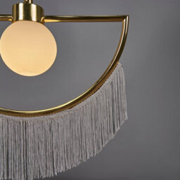 Valuelights Jupiter Polished Brass Semi Circle And Grey Tassel Ceiling Pendant Light With Frosted Shade - thumbnail 5
