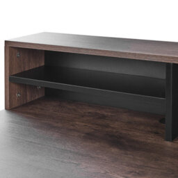 Beliani Elara Desk, Dark Brown Matt Top 100 X 50 Cm, Black Powder-Coated Steel Frame, Open Shelves - thumbnail 6