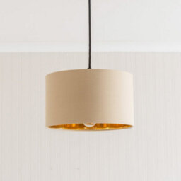 Valuelights Reni Natural & Gold Inner Drum Ceiling Lamp Shade And Bulb (D)25Cm - thumbnail 2