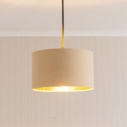 Valuelights Reni Natural & Gold Inner Drum Ceiling Lamp Shade And Bulb (D)25Cm