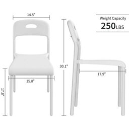 White Modern Dining Chairs Set Of 2 Stackable Kitchen Plastic Chairs Waterproof - thumbnail 2