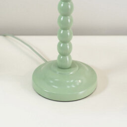 Valuelights Bobbles Sage Green Bobbin Table Lamp With Blue Pleated Shade - thumbnail 2