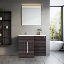 Rinse Bathrooms 1100mm Lh Vanity Unit With Basin And Back To Wall Unit Bathroom Storage Unit Free Standing Grey - thumbnail 1