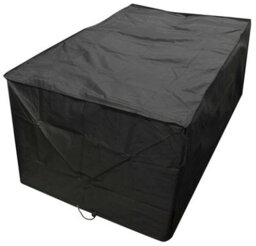 Woodside Black L Shape Outdoor Dining Waterproof Patio Set Cover Rattan, Medium Right Side Long - thumbnail 2