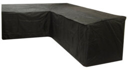 Woodside Black L Shape Outdoor Dining Waterproof Patio Set Cover Rattan, Medium Right Side Long - thumbnail 3