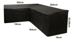Woodside Black L Shape Outdoor Dining Waterproof Patio Set Cover Rattan, Medium Right Side Long - thumbnail 4