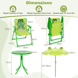 Gainoom Kids Frog Picnic Table & Chair Set Collapsible Toddler Activity Table - thumbnail 3