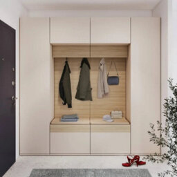 Arte Charlie 08 Hallway Cabinet 67 Cm In Cashmere - Tall Entryway Storage With Warm Two-Tone Style - thumbnail 5