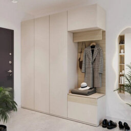 Arte Charlie 08 Hallway Cabinet 67 Cm In Cashmere - Tall Entryway Storage With Warm Two-Tone Style - thumbnail 4