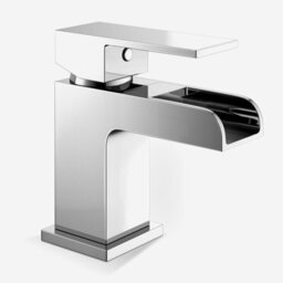 Nes Home 400mm Cloakroom Wall Hung Basin Vanity Unit, Waterfall Tap & Waste White - thumbnail 3