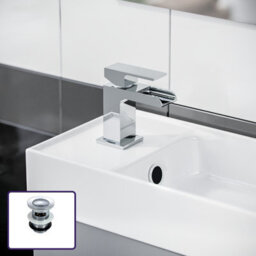 Nes Home 400mm Cloakroom Wall Hung Basin Vanity Unit, Waterfall Tap & Waste White - thumbnail 2