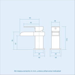 Nes Home 400mm Cloakroom Wall Hung Basin Vanity Unit, Waterfall Tap & Waste White - thumbnail 7