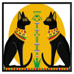 "Andrew Lee Illustration Of Black Egyptian Cats With Papyrus (Picutre Frame) / 20X20"" / Black" - thumbnail 8