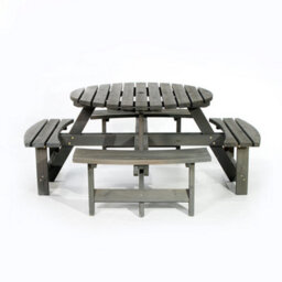 Leisurebench York 8 Seat Round 180Cm Picnic Table Durable Heavy Duty Pub Picnic Bench Dark Grey Wash - thumbnail 2