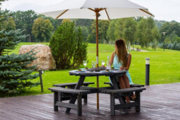 Leisurebench York 8 Seat Round 180Cm Picnic Table Durable Heavy Duty Pub Picnic Bench Dark Grey Wash - thumbnail 6