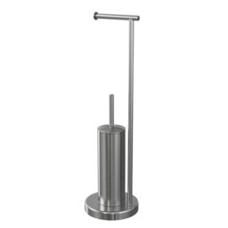 GoodHome Koros Polished Chrome Effect Freestanding Toilet Roll & Brush Holder - thumbnail 1