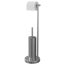 GoodHome Koros Polished Chrome Effect Freestanding Toilet Roll & Brush Holder - thumbnail 4