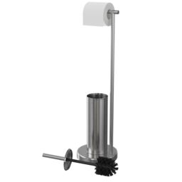 GoodHome Koros Polished Chrome Effect Freestanding Toilet Roll & Brush Holder - thumbnail 2