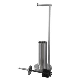 GoodHome Koros Polished Chrome Effect Freestanding Toilet Roll & Brush Holder - thumbnail 3