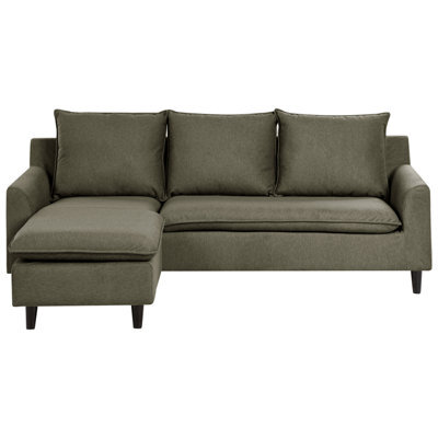 Beliani Corner Sofa 3 Seater Elvenes Velvet Dark Green Right Hand - image 1
