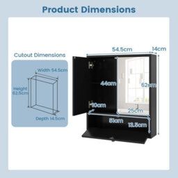 Costway Wall-Mounted Bathroom Cabinet With Mirror Double Door Medicine Cabinet-Black - thumbnail 3