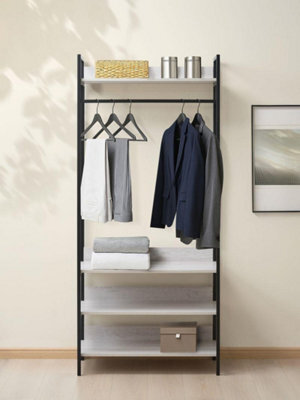 Alva Open Wardrobe With 4 Shelves In White Oak Bedroom Storage Furniture - image 1