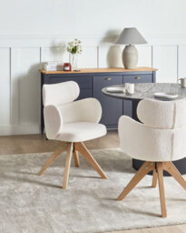Beliani Dining Chair Swivel Marcy Boucle Light Beige - thumbnail 2