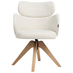 Beliani Dining Chair Swivel Marcy Boucle Light Beige - thumbnail 4