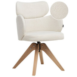 Beliani Dining Chair Swivel Marcy Boucle Light Beige - thumbnail 1