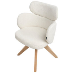 Beliani Dining Chair Swivel Marcy Boucle Light Beige - thumbnail 6