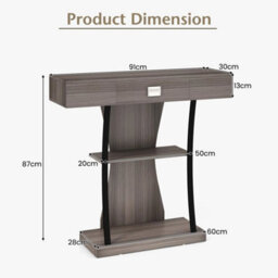 T Shaped Industrial Console Table Narrow Couch Side Table Entryway Display - thumbnail 2