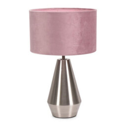Valuelights Jax Silver Metal Touch Dimmer Table Lamp With Blush Pink Velvet Shade - thumbnail 2