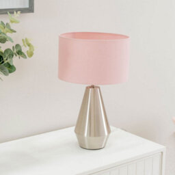 Valuelights Jax Silver Metal Touch Dimmer Table Lamp With Blush Pink Velvet Shade - thumbnail 4