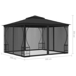 Walplus Gazebo With Nets 300X300X265 Cm Anthracite - thumbnail 5