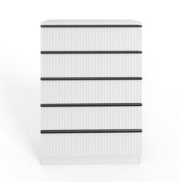 FWSTYLE Ripple Effect White 5 Drawer Chest Of Drawers Nightstand Scalloped Fronts - thumbnail 4