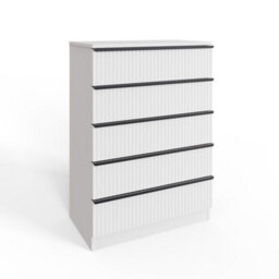 FWSTYLE Ripple Effect White 5 Drawer Chest Of Drawers Nightstand Scalloped Fronts - thumbnail 2