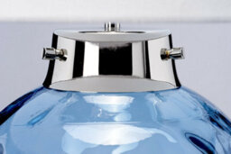 Stylish Hepplewhite Table Lamp With Blue Glass Shade And Nickel Finish - thumbnail 3