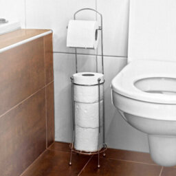 Toilet Paper Holder & Store - Freestanding Stainless Steel Bathroom  Roll Stand 3 Rolls H 66Cm X 14 Diameter - thumbnail 1