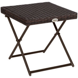 Outsunny Folding Square Rattan Coffee Table W/ Steel Frame Bistro Garden Brown - thumbnail 2