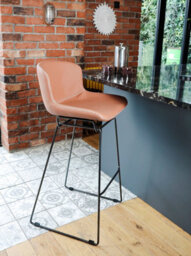 MMT Funiture Designs mmt Bar Stools Set Of 2, Tan Pu Leather, Sleigh Legs & Retro Style For Breakfast Bar, 47.5X50.5X99.5 Cm (Tan) - thumbnail 8