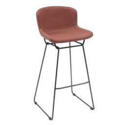 MMT Funiture Designs mmt Bar Stools Set Of 2, Tan Pu Leather, Sleigh Legs & Retro Style For Breakfast Bar, 47.5X50.5X99.5 Cm (Tan) - thumbnail 3