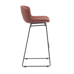 MMT Funiture Designs mmt Bar Stools Set Of 2, Tan Pu Leather, Sleigh Legs & Retro Style For Breakfast Bar, 47.5X50.5X99.5 Cm (Tan) - thumbnail 4